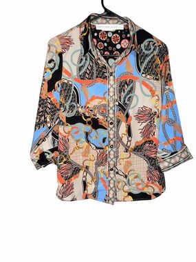 Gretchen Scott Designs Multicolor Chain & Rope Print Blouse